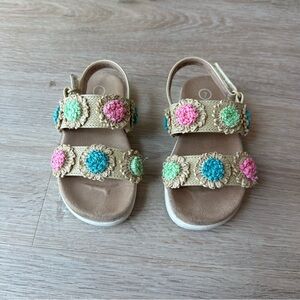 Cat & Jack Toddler Girls Raffia Pink and Blue Floral Sandals, Size 7